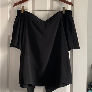 black flowy off-the-shoulder top